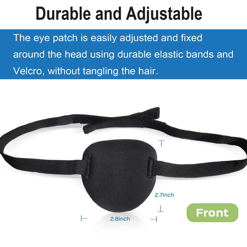 [Australia] - 2 Pcs Eye Patches for Adults and Kids,3D Adjustable Eyepatch for Right or Left Eye,One Eye Cover for Lazy Eye,Pirate Costume(Black) Normal Black 