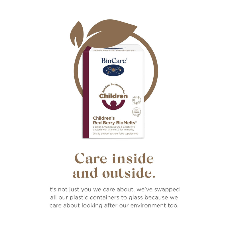 BioCare Children's Red Berry BioMelts - Live Bacteria & Vitamin D3 for Immune Support - 28 Sachets