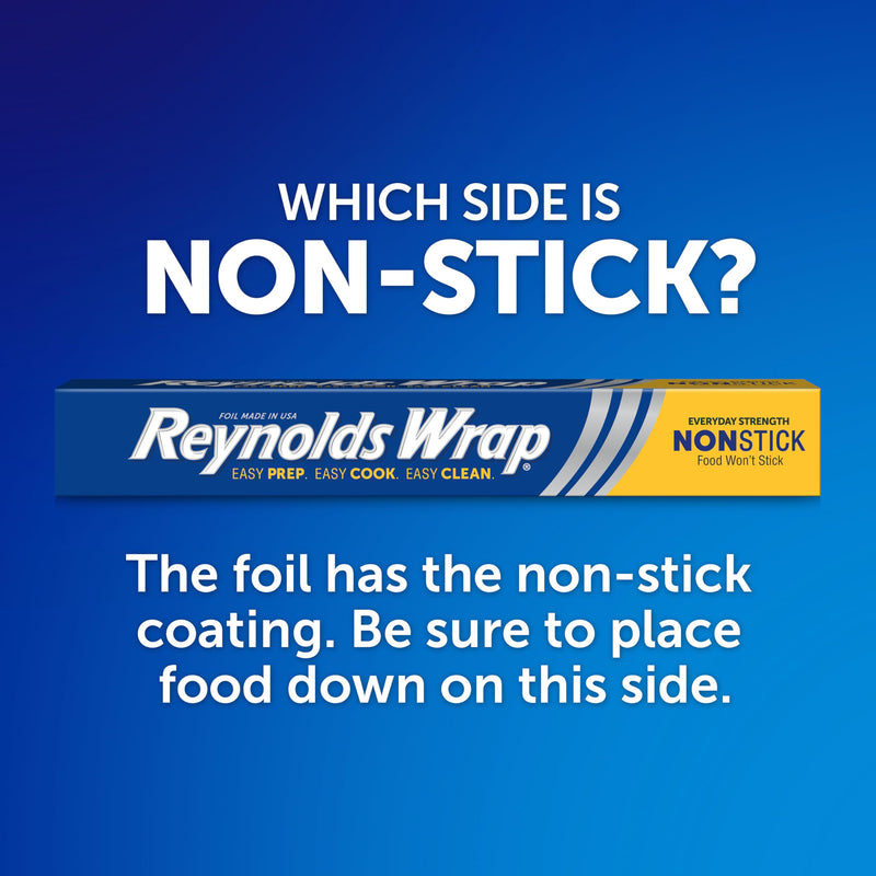 Reynolds Wrap Non Stick Aluminum Foil, Nonstick Aluminum Foil Roll, Prevents Food Sticking and Messy Cleanup, Great for Covering Casseroles and leftovers, 43.33 Yards x 12 Inches, 130 Sq.Ft. 130 Sq Ft