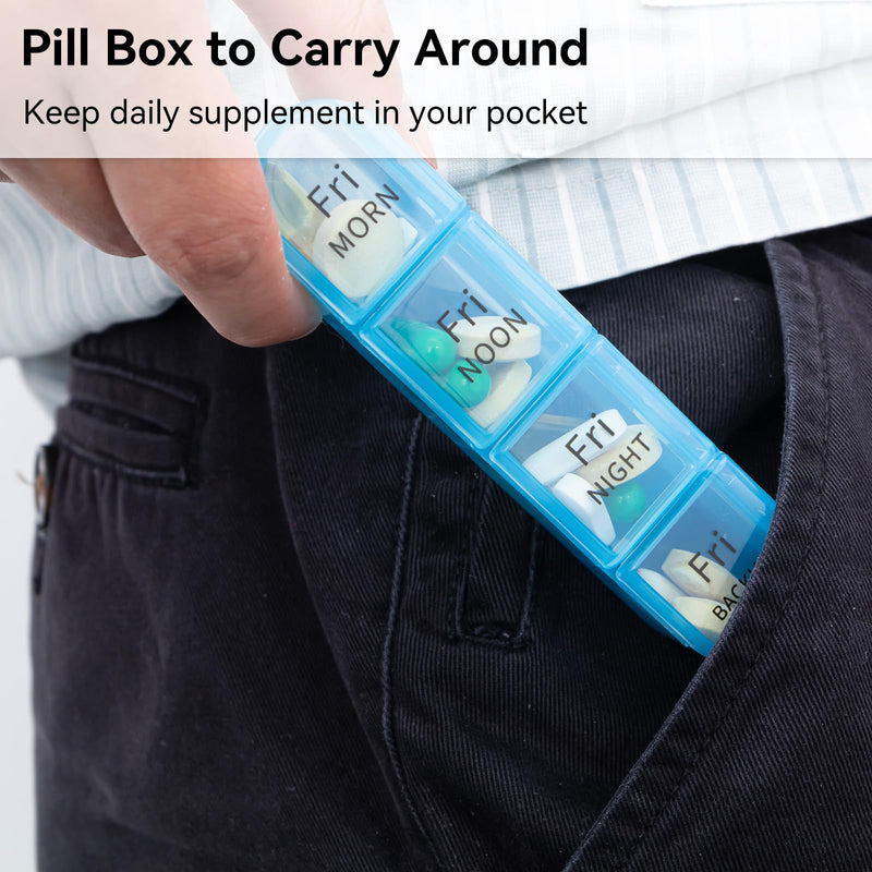 [Australia] - Daviky Pill Organizer 4 Times a Day - Pill Box 7 Day, Large Weekly Medicine Pill Organizer for Travel with Removable Individual Containers, Pill Case to Hold Daily Vitamins, Supplements and Medication Black 