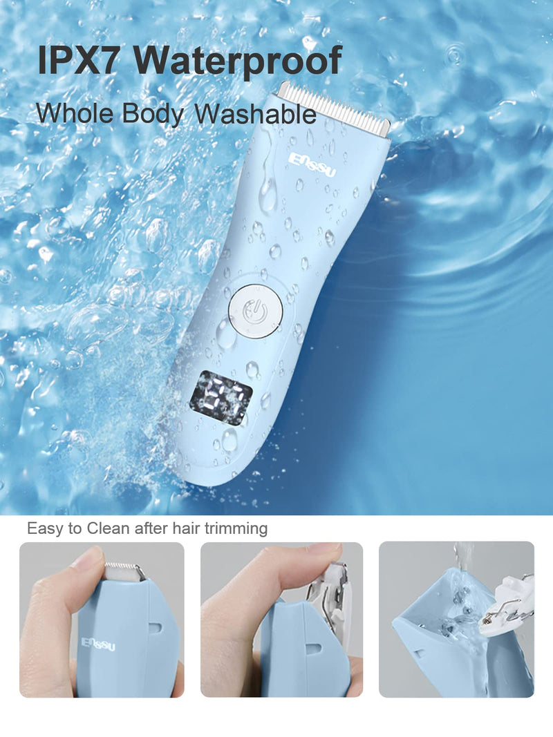 [Australia] - Baby Hair Clippers, Low Noise Hair Trimmer for Kids, Waterproof USB Rechargeable Cordless Haircut Kit with LCD Display, Blue 