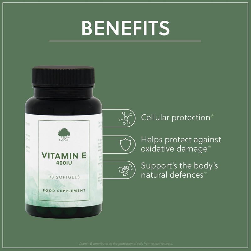 Vitamin E Softgels 400iu - D-Alpha Tocopherol Acetate - 90 Softgels - Non-GMO, Made in The UK - G&G Vitamins