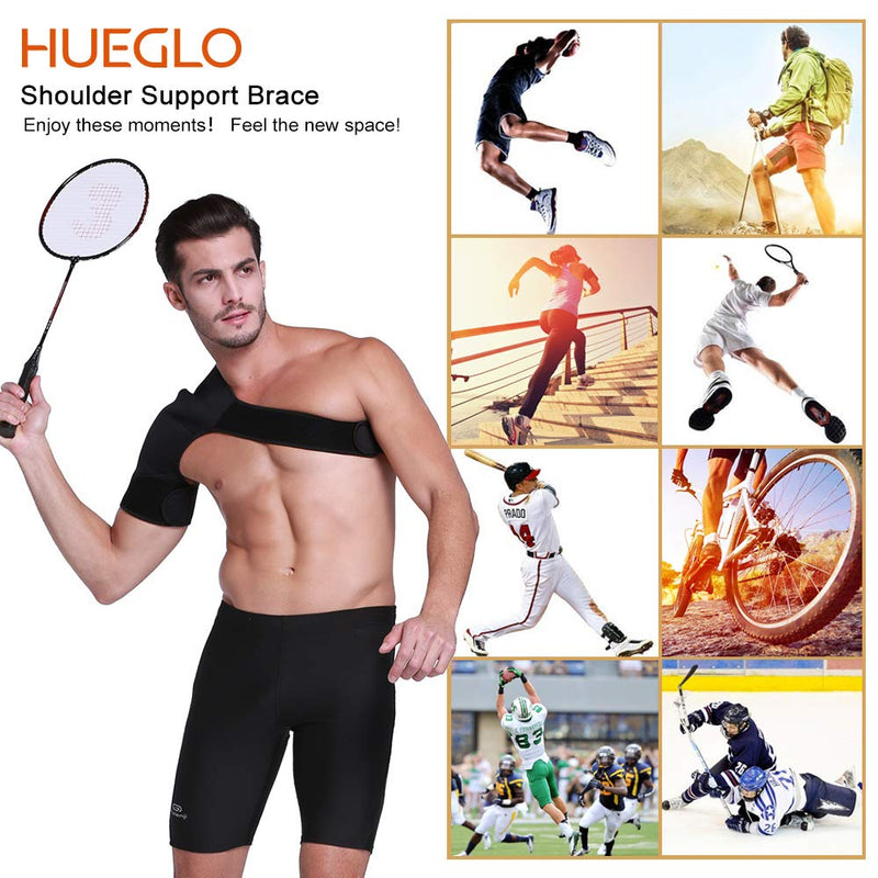 HUEGLO Left Shoulder Brace for Women and Men,Adjustable Neoprene Torn Rotator Cuff Shoulder stabilizer Support for Injury Prevention Immobilizer, Dislocated AC Joint,Frozen Pain,Tendinitis.