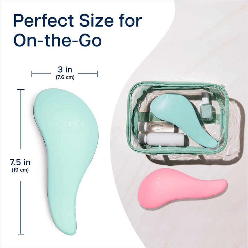 Crave Naturals Glide Thru Detangler Brush Pack of 2 - Curly Hair Brush for Women and Kids - Wet and Dry Comb for Adults - Soft Flexible Bristles for Gentle Use - Turquoise and Pink 2 Pack (Regular) Turquoise & Pink
