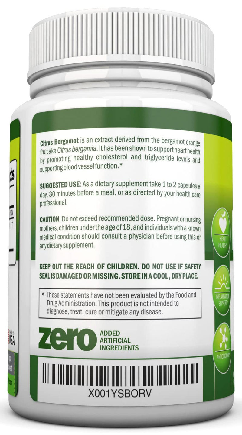 [Australia] - Citrus Bergamot - 500 mg - 90 Vegetarian Capsules - 38% Polyphenols - Natural Premium Quality Citrus Bergamot Extract - Promotes Healthy Triglyceride Levels 