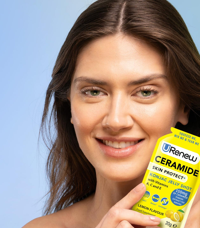 Ceramide Skin Care Supplement 150mg - 14 Sachets (2 Boxes of 7 sachets) - Lemon Flavour - Hydration Support - Food Supplement