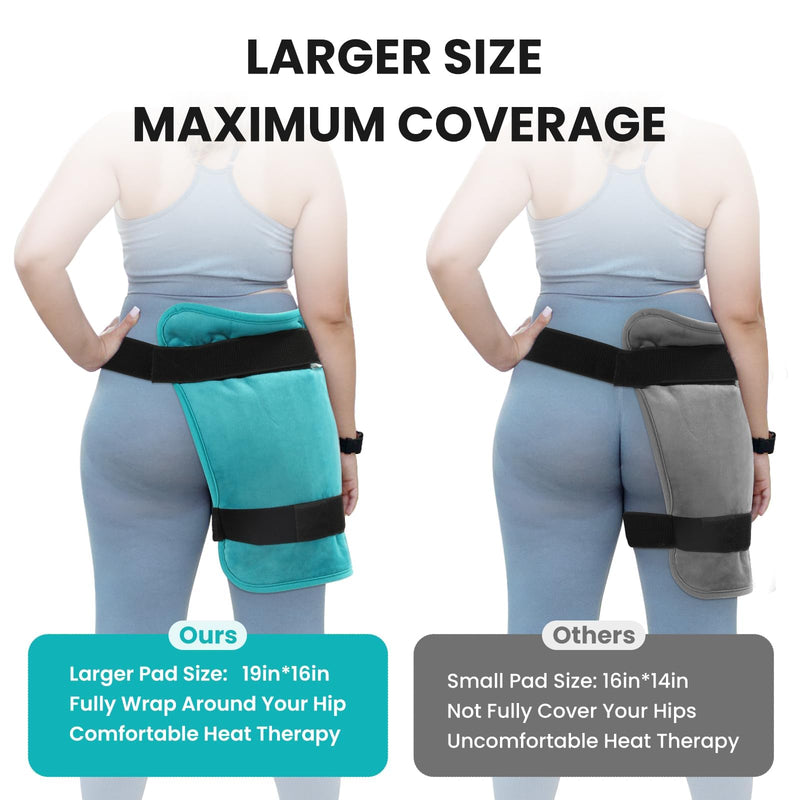 TABEKE Hip Heating Pad for Hip/Sciatica Pain Relief, Hip Support Brace, Lower Back/Thigh/Buttock Electric Heat Pad, Hot Physical Therapy for Men, Women Blue