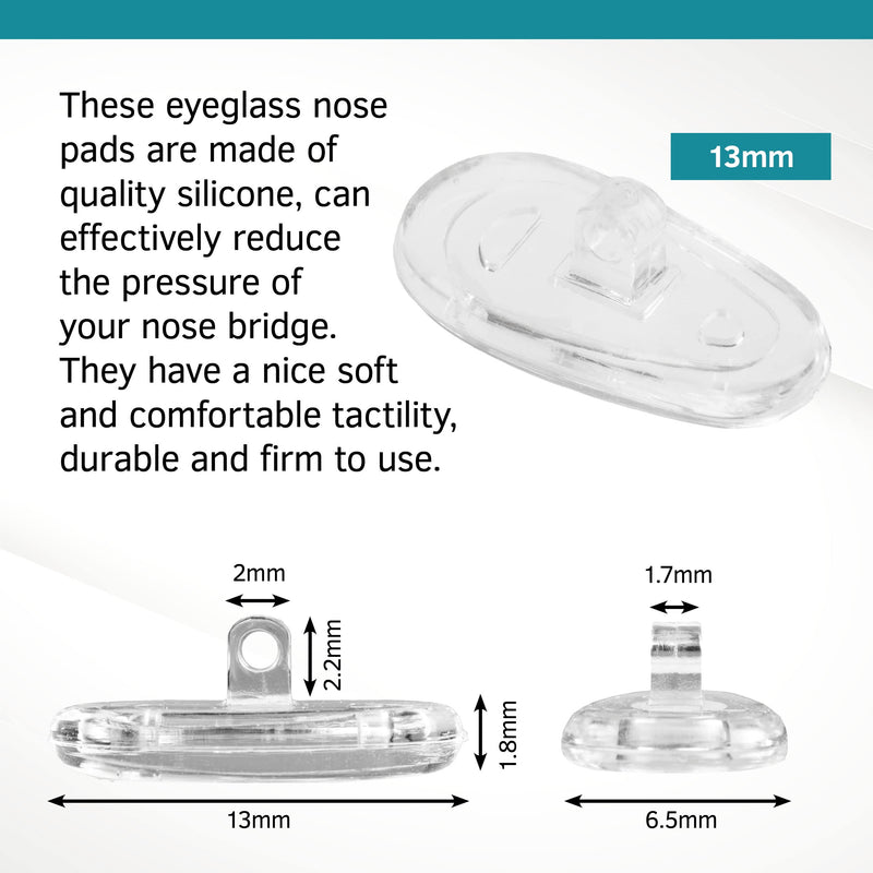 [Australia] - Silicone Nose Pads A Tear Shaped Press Snap or Screw-in Nose Pads 4 Different Sizes 11mm 13mm 15mm 17mm Different Quantity for Sunglasses Glasses by Sports World Vision 13mm Push Fit 2 Pairs 