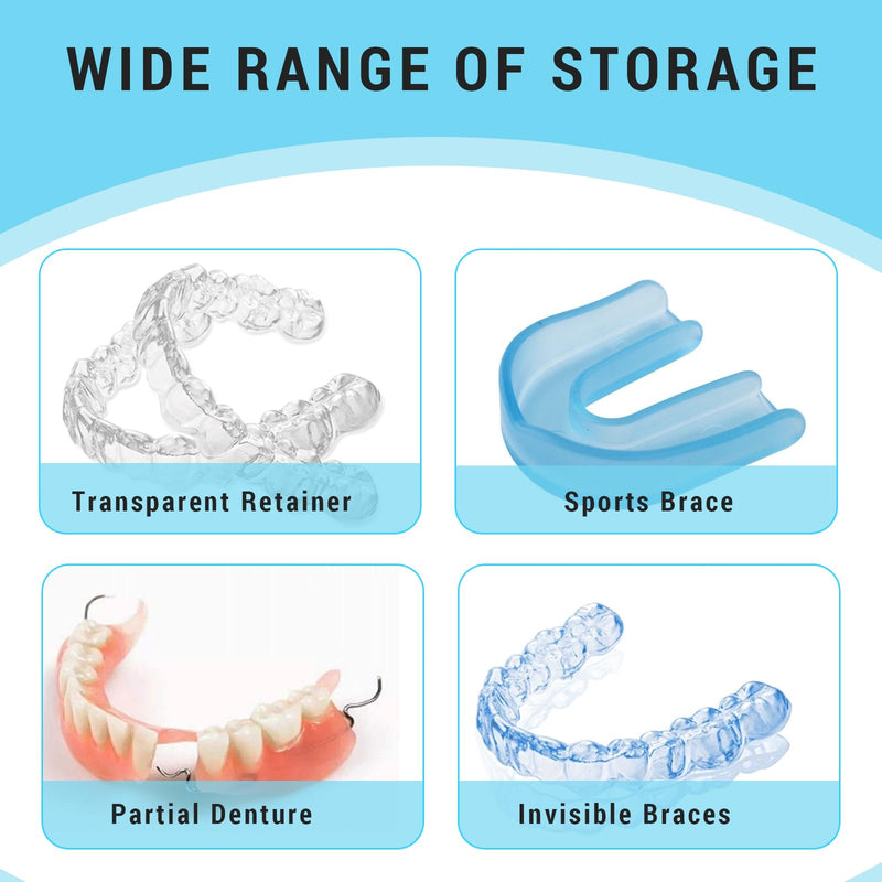 [Australia] - Thoquene Pack of 2 Dental Splint Box, Box for Dentures, Portable Braces Box (Light Blue, Grey) 