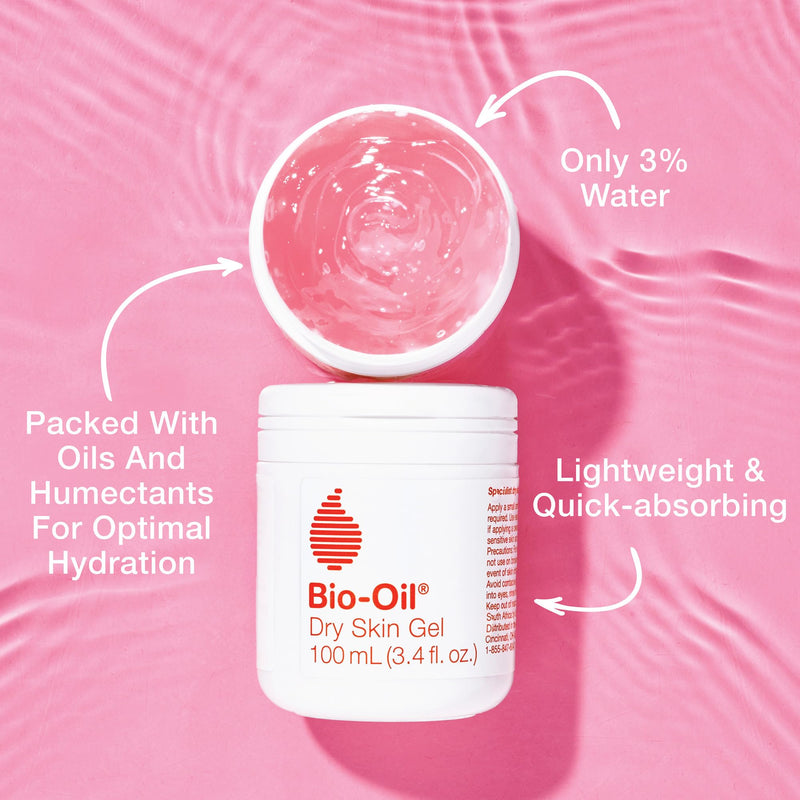Bio-Oil Dry Skin Gel Moisturizer, Vitamin B3, Face & Body, 3.4 fl oz | Non-Comedogenic, Fast-Absorbing Gel, Sensitive & Dry Skin, Essential Oils, Hydrates Face and Body, Dermatologist Tested 3.4 Fl Oz (Pack of 1)