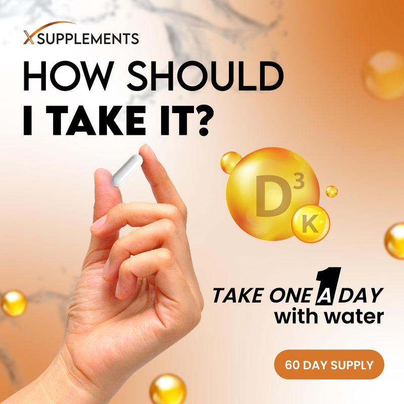 Vitamin D3 5000 IU with K2 100μg | 1-A-Day | 60 High Strength Vitamin D Tablets | MK-7 Menaquinone | Vitamin D3 | Bone, Immune & Heart Support | Supplements for Adults
