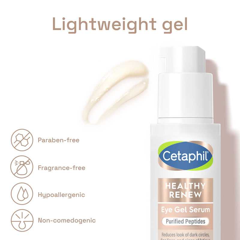 Cetaphil Hydrating Eye Gel Serum, 0.5 Oz - Reduces Dark Circles & Wrinkles, 24Hr Under Eye Cream, Retinol Alternative Peptide for Sensitive Skin 0.5 Ounce (Pack of 1)