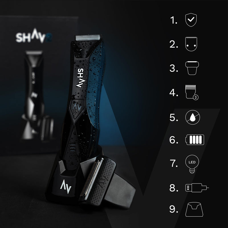 [Australia] - SHAV 2™ CutFree Intimate Razor for Men Waterproof Electric Trimmer Wet/Dry Hair Trimmer with Interchangeable Ceramic Blade Module, Body Groomer for Intimate and Body Hair Men's Care Razor 