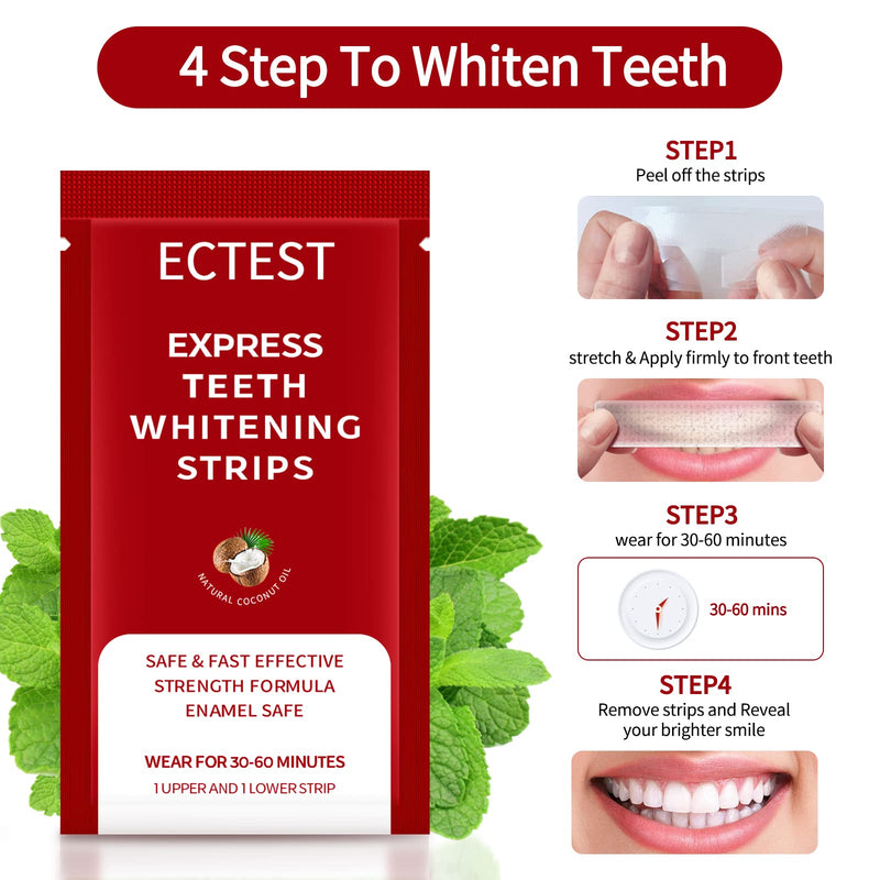 [Australia] - Teeth Whitening Strips for Teeth Sensitive, Professional Teeth Whitening Kit for Coffee Drinker, 28 Teeth Whitener Strips Coconut Flavor, 14 Treatments Easy to Use Red 