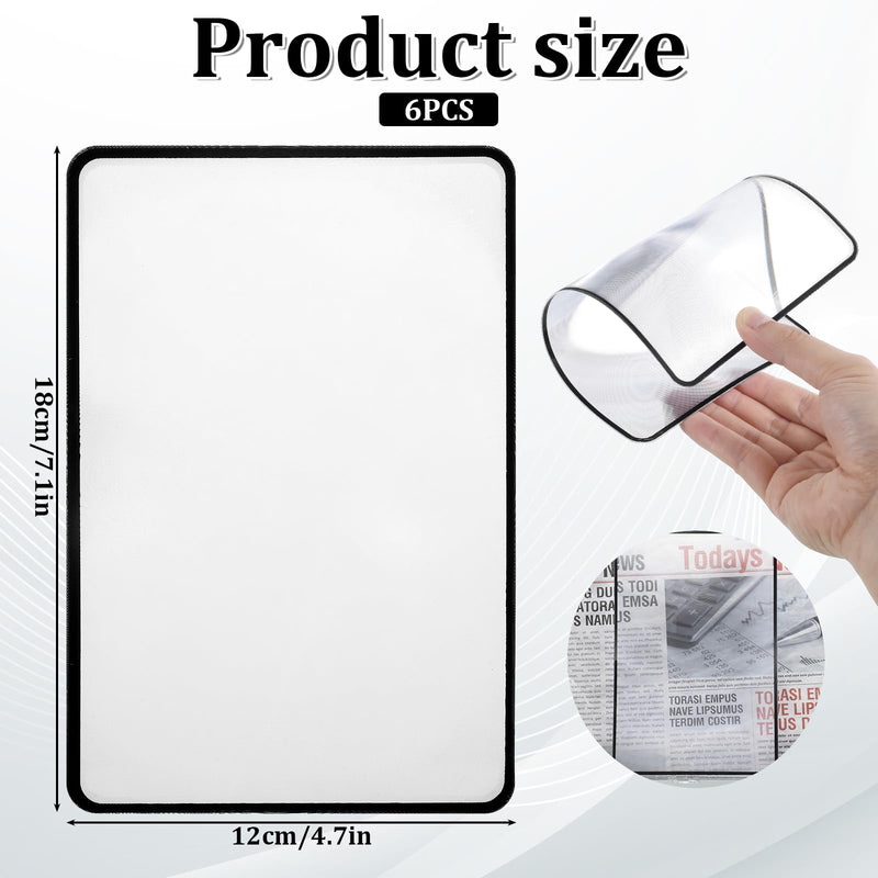 6 PCS Magnifying Sheet for Reading, 3x Page Magnifier Lightweight Plastic Full Page Magnifying Sheet for Seniors Low Vision Reading Small Prints Books Maps, Newspaper
