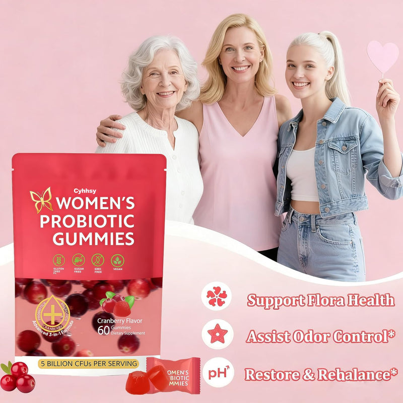 Vaginal Probiotics for Women，6 Premium Strains for PH Balance, Digestive Health, Vaginal & Immune Support, 5 Billion CFU,Odor Control & Digestive Wellness – 60 Gummies (1) 1