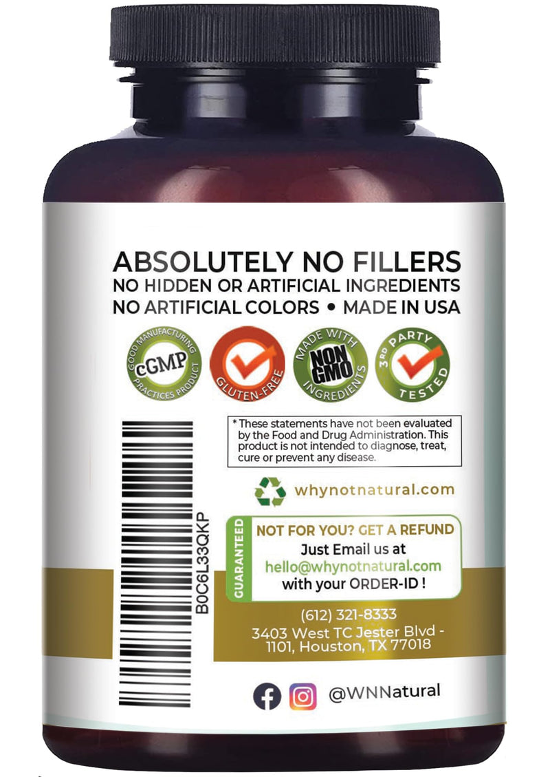 [Australia] - Why Not Natural 4-in-1 Organic Black Maca Root, Ashwagandha, Fenugreek, Panax Ginseng Capsules, Supplement for Men and Women (120 Count (Pack of 1) 120 Count (Pack of 1) 