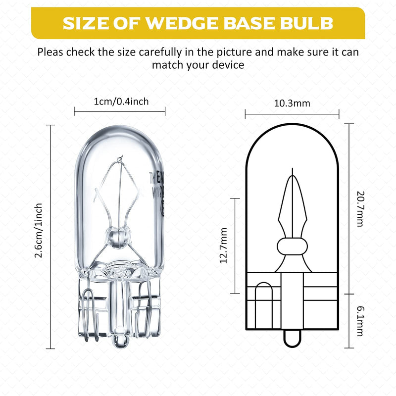 Honoson 1/4 Wedge Base 12V 5W Bulb Clear Krypton Light Bulb for Landscape, RV and Cabinet Lighting (20 Pieces) 20