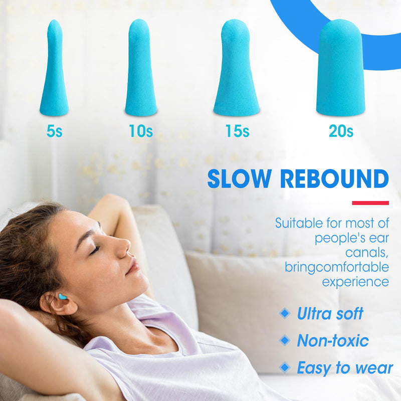 [Australia] - AZEN 100 Pairs Ear Plugs Bulk, NRR 32dB Soft Foam Ear Plugs for Sleeping Noise Cancelling, Earplugs for Concerts Shooting Swimming Noise Reduction (Lake Blue) B-100p 