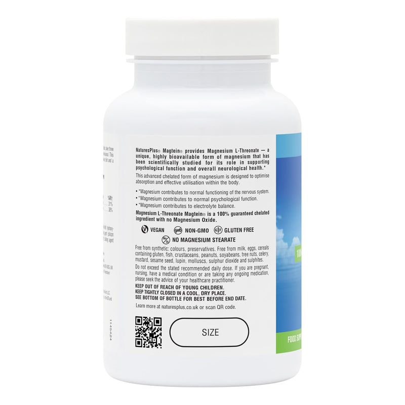 NaturesPlus Magtein Magnesium L-Threonate- High Strength, Calm, Mood, Memory, Focus, Cognitive - Vegan, Non-GMO, Gluten-Free - 90 Capsules