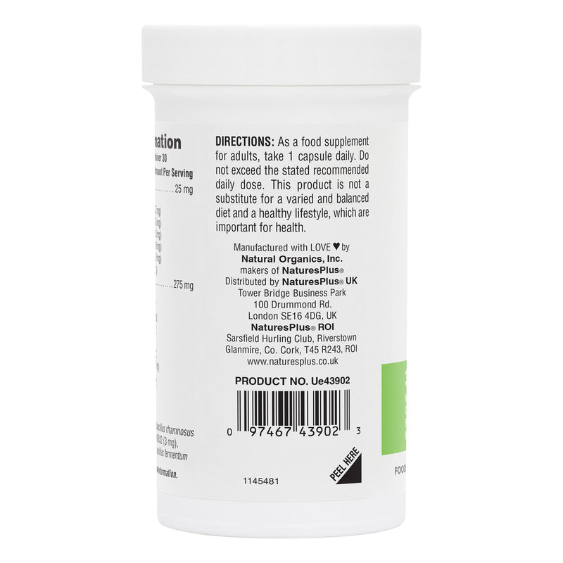 NaturesPlus GI NUTRA Pro Bio Mega - 120 Billion Probiotics for Women and Men - 35 Science Backed Live Bacteria and Prebiotic Fibre - Vegan, Gluten Free - 30 Capsules