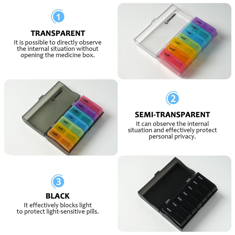Weekly Pill Organizer 2 Times a Day,AP PM 7 Day Pill Box Detachable | Food-Grade Material,Travel-Friendly,7 Day Pill Container Medium,Compartment holds up to 6 fish oil or 10 vitamin-Black Black Medium Size(2 Times a Day)