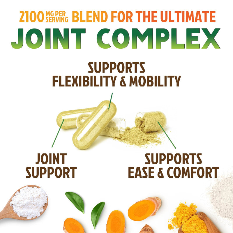 Nature's Nutrition Glucosamine Chondroitin MSM Capsules - Triple Strength Joint Health Support Supplement with Turmeric & Boswellia - Joint Flexibility Support Easy to Swallow Capsules - 60 Count 60 Count (Pack of 1)
