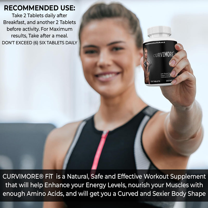 CURVIMORE® FiT Women Supplement. Fast Voluptuous Body. Multivitamins, Mineral, Amino Acids, Herbs, Collagen, Biotin, Hyaluronic Acid, L Glutamine, B-Complex, Maca. Muscled & Curvy Body Gains.