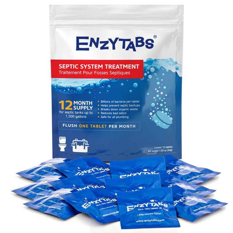 [Australia] - Septic Tank System Treatment, Billions of Enzyme Producing Bacteria Reduce Bad Odors and Help Prevent Backups, 12 Month Supply (12 tablets) 