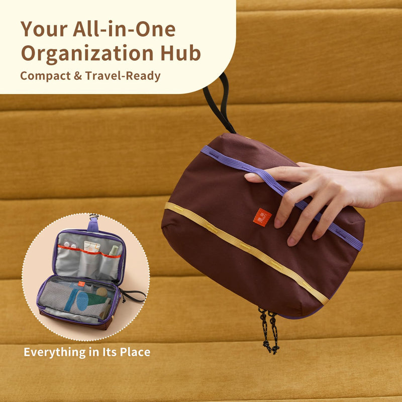 morning deer Small Toiletry Bag Travel Bag with Hanging Hook | Dry-wet Separation,Makeup Cosmetic Bag,Shaving Kit Toiletry Bag, Travel Organizer for Shampoo,Toiletries,Gym,Camping