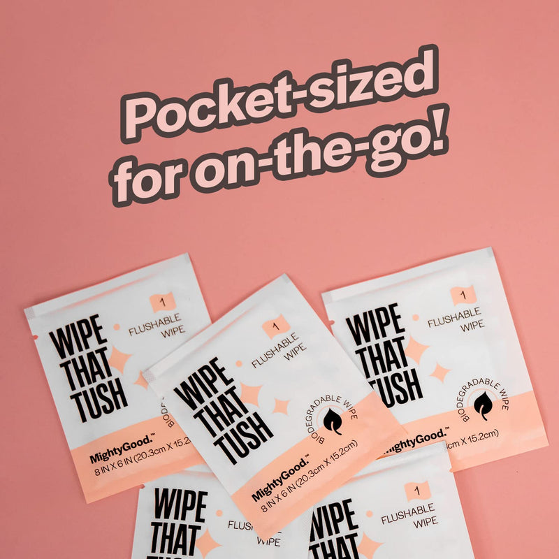 [Australia] - Wipe That Tush On-The-Go Flushable Wet Wipes - 1 Pack, 30 Wipes - Individually Wrapped Extra-Large Wipes with Aloe - Hypoallergenic & Unscented - Septic and Sewer Safe Fresh 30 Count (Pack of 1) 