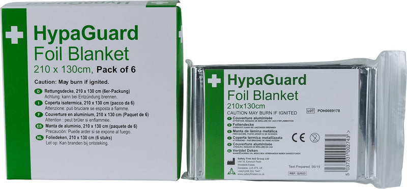 [Australia] - Safety First Aid Group HypaGuard Survival Blanket, Foil, Pack of 6 