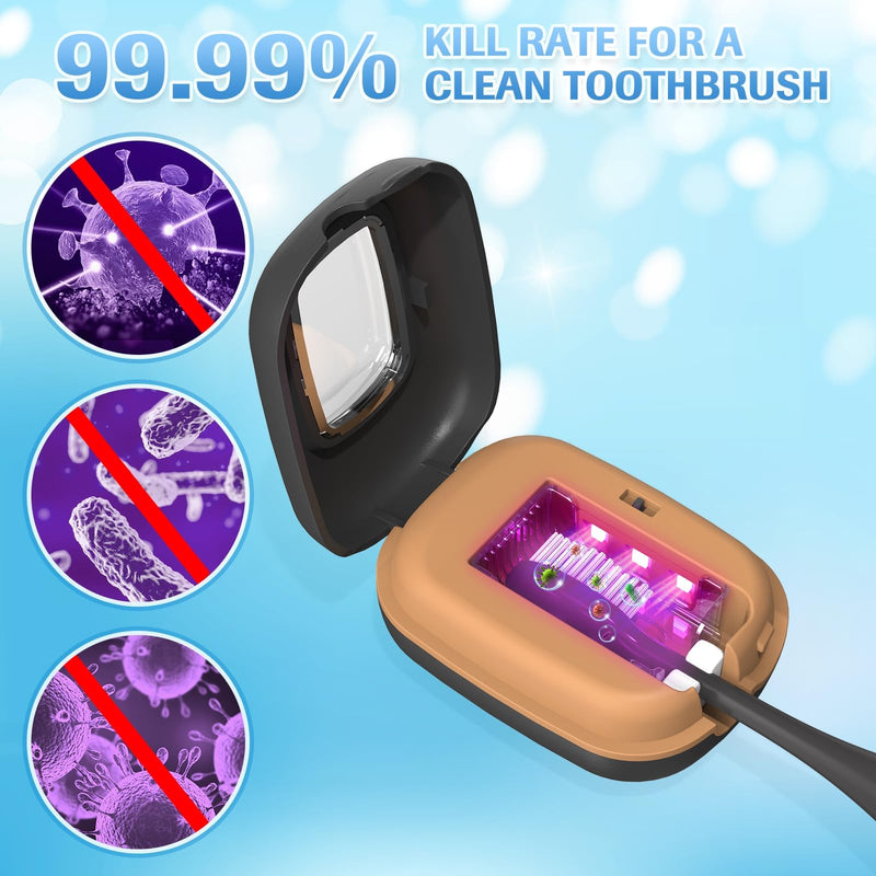 [Australia] - YourMate Rechargerable UVC Toothbrush Sanitizer Case Pro Compatible with Electric Toothbrush Heads/Regular Toothbrushes Travel Toothbrush Covers Case Magnetic Holder for Houshold/Traveling Black 