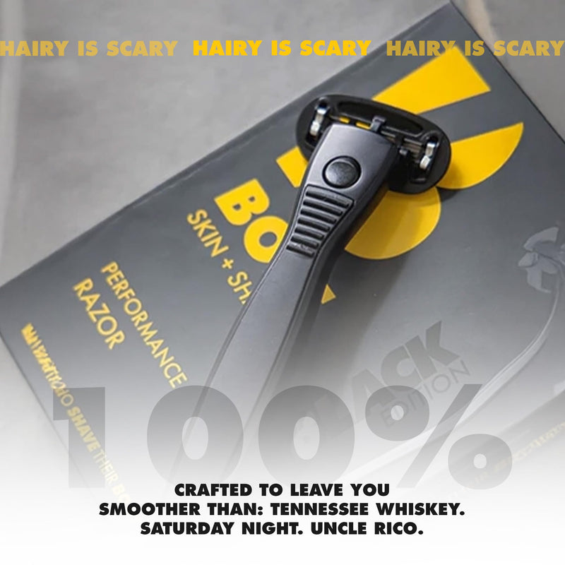 [Australia] - Performance Razor - Black Edition - 5-Blade Swedish Steel - Aloe & VIT E - Zinc Handle - Smooth Shave Kit - 2 Cartridges BOLT Performance Razor Black 