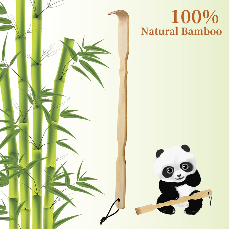 Bamboo Back Scratcher,100% Natural Bamboo Back Scratchers for Itching Relief,Strong & Sturdy 17 inches 1