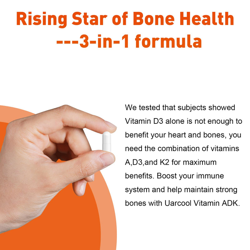 ADK Vitamin Supplement- Vitamin A, Vitamin D3 and Vitamin K, Superior Support for Bone Health, Immunity and Heart - 60 Softgels