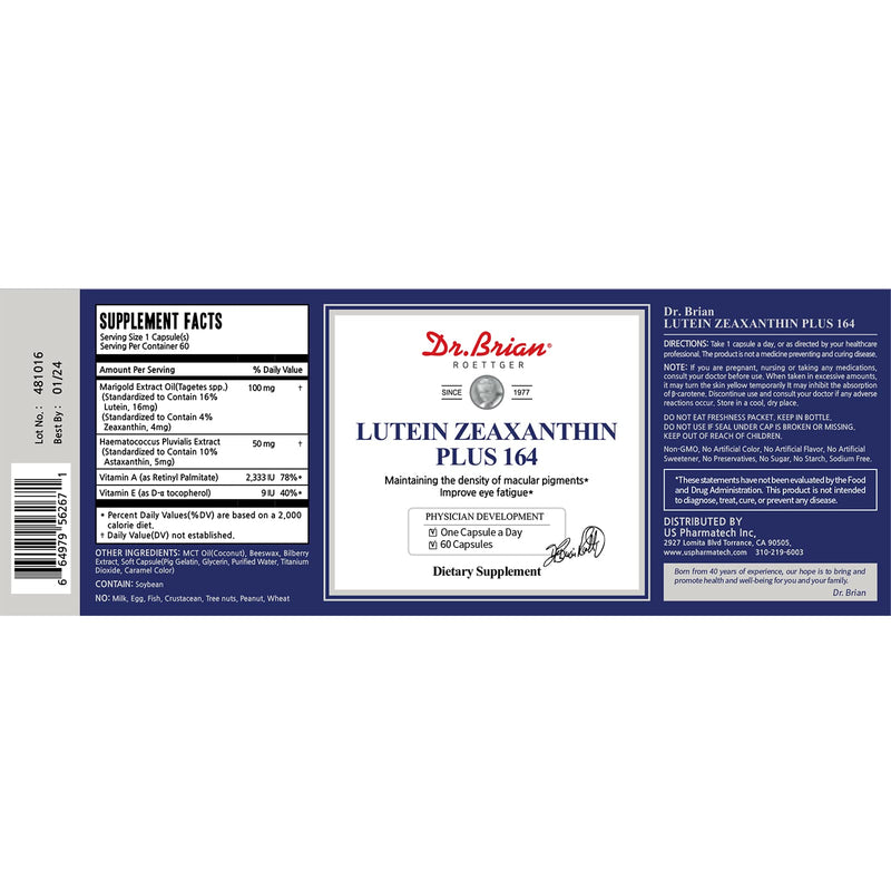 [Australia] - Dr. Brian Eye Vitamins Lutein & Zeaxanthin Capsule Lutein Supplement with Lutein 16mg Zeaxanthin 4mg Astaxanthin 5mg Vitamin A 2333iu Vitamin E 9iu for Dry Eyes Vision Health 