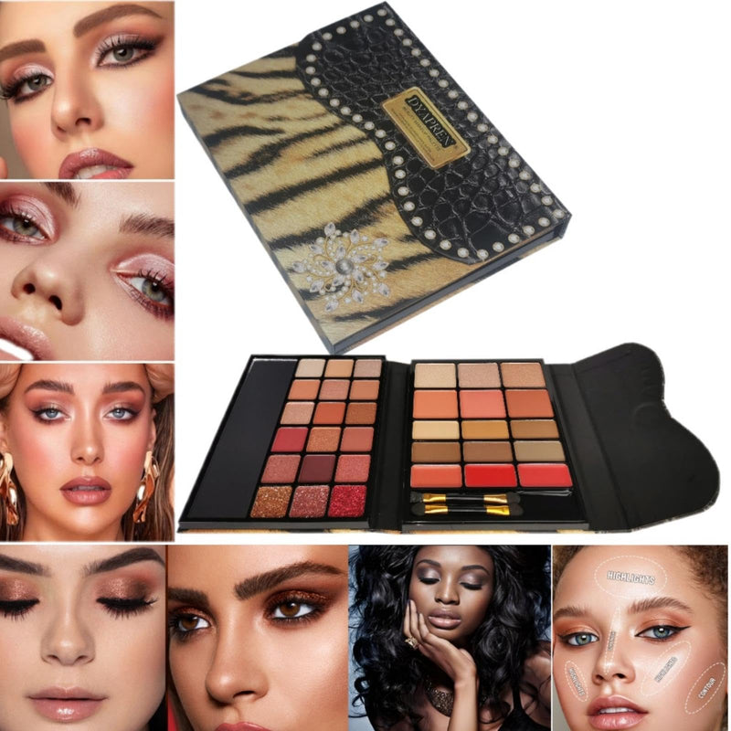 [Australia] - Beauty Makeup Palette 33 Pigmented Colors Professional Eyeshadow Blush Highlighter Contour Glitter Matte Set with Brushes Ideal Makeup Kit for Eyes Lips and Face 