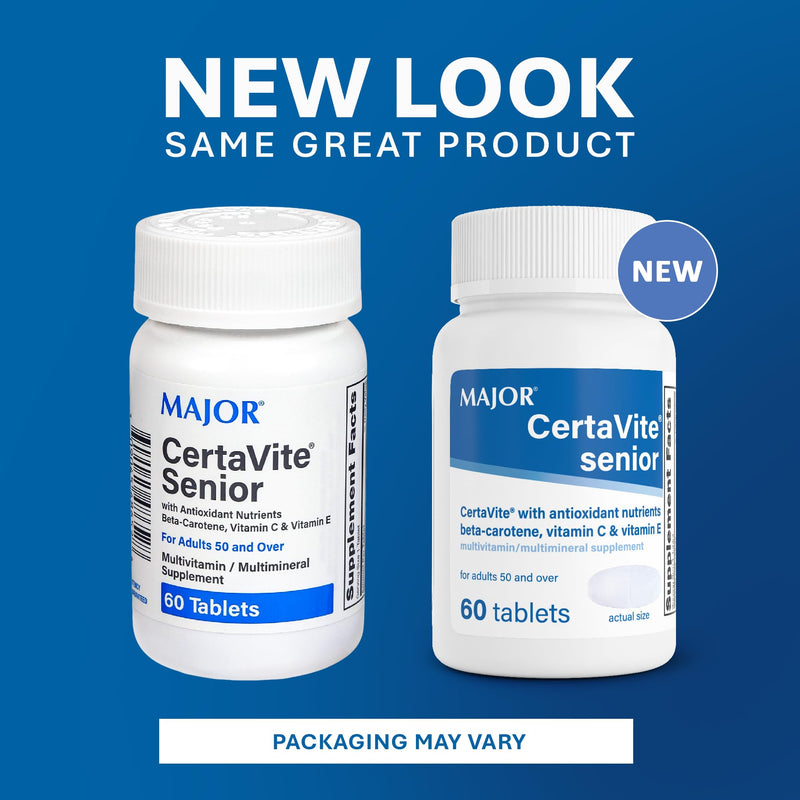 MAJOR CertaVite Senior Multivitamin with Antioxidants, 60 Tablets | Multivitamin for Women and Men With Beta-Carotene, Iron, Vitamin C and E, Supports Immunity, Energy and Vision