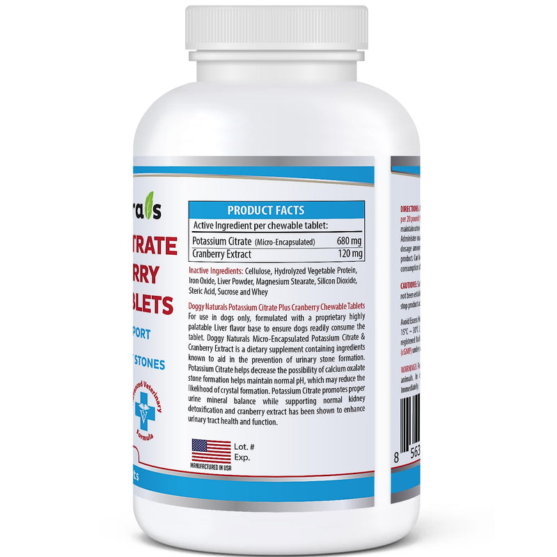 Potassium Citrate Plus Cranberry Supplement for Dogs (100 Tablets) - Urinary Tract Support-Helps Deter Formation of Calcium Oxalate Stones - Deters Bladder & Kidney Stones (Made in U.S.A) - PawsPlanet Australia