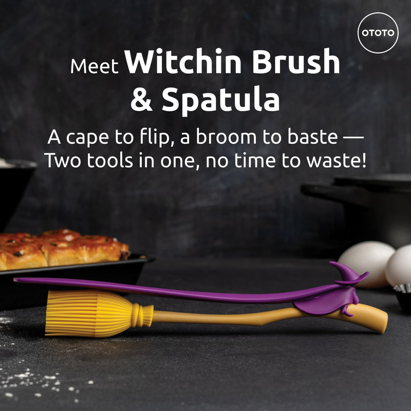 OTOTO NEW! Spookula Vampire Folding, Collapsible, Umbrella, Unique, Goth Accessories, Witchin Pastry Brush and Baking Spatulas - Silicone Heat Resistant and Basting Brush,