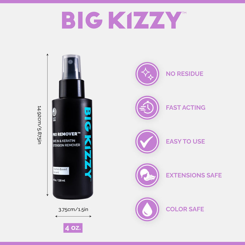 Big Kizzy Pro Remover - Keratin & Tape-in Hair Extension Remover - Professional Quality, 4oz 4 Ounce