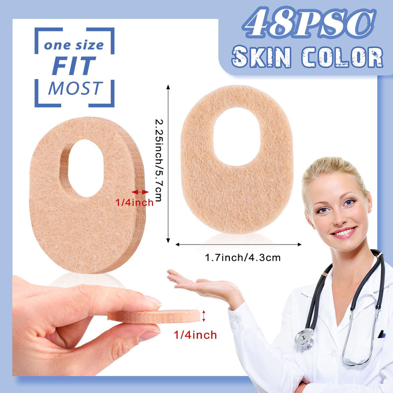 [Australia] - WILLBOND 48 Pack Callus Pads Soft 1/4" Thick Oval Shape Corn Pads 1/8" Felt Callus Cushions Adhesive Corn Protectors for Men Women Feet Toes Pain Relief(Nude, 1/4 Inch) Nude 