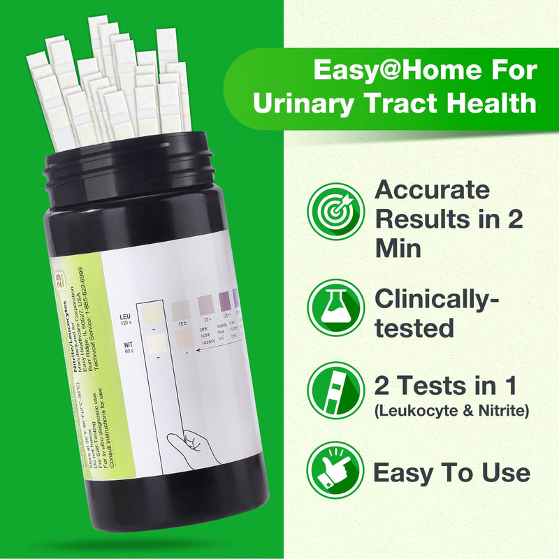 Easy@Home UTI Test Strips 25 Tests, Instant Urine Test Kit for UTI Infections, Women Urinary Tract Bladder Infection Testing, Results in 2 Min (UTI-25P) | Instant Urine Test Kit for UTI Infections, Women Urinary Tract Bladder Infection Testing, Results...