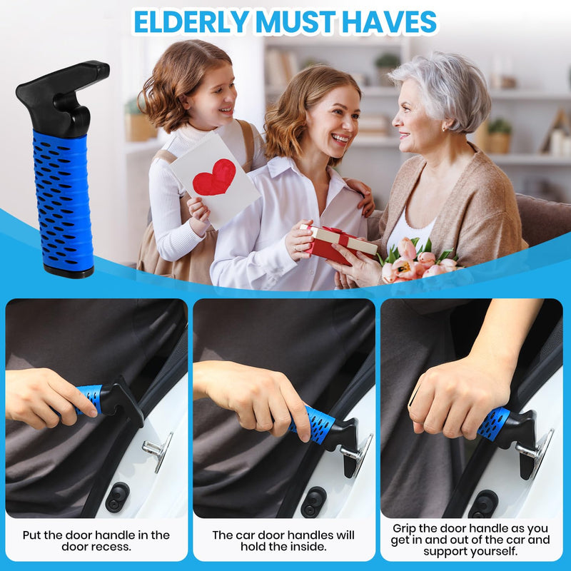 [Australia] - Elderly Car Door Handle Assist Support - Auto Grab Cane for Seniors & Handicapped, Portable Mobility Aids for Getting Out of Car- Blue, 2 Pack 