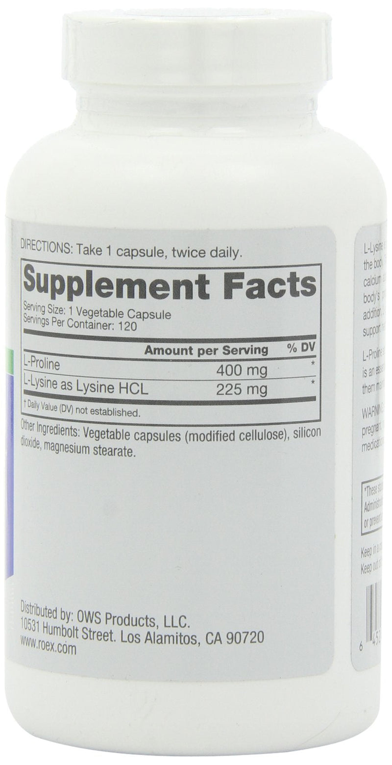 [Australia] - Roex Vitamins | L-Lysine | L-Proline | Muscle Maintenance and Recovery | Healthy Joints | Nutritional-Supplement | 120 Count 