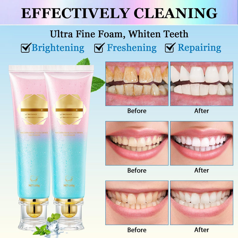 [Australia] - 2 Pack Niacinamide Whitening Toothpaste, Niacinamide Toothpaste, Fresh Breath Toothpastes, Remove Tooth Stains, 7.6 Oz 