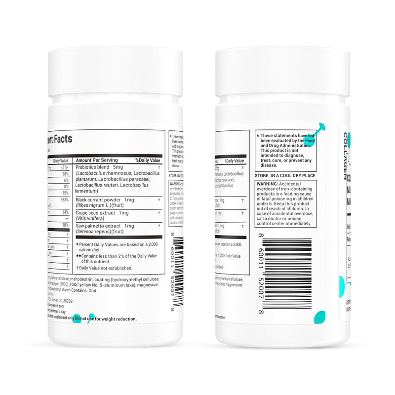 DrBioCare Collagen Peptides for Women, Beauty Vitamin & Mineral Supplement,Contains Vitamin D3, Probiotics for Women & Collagen Peptides,Vitamin E,Vitamin B Complex - Made in USA - 120 Tablets Unflavored 120 Count (Pack of 1)