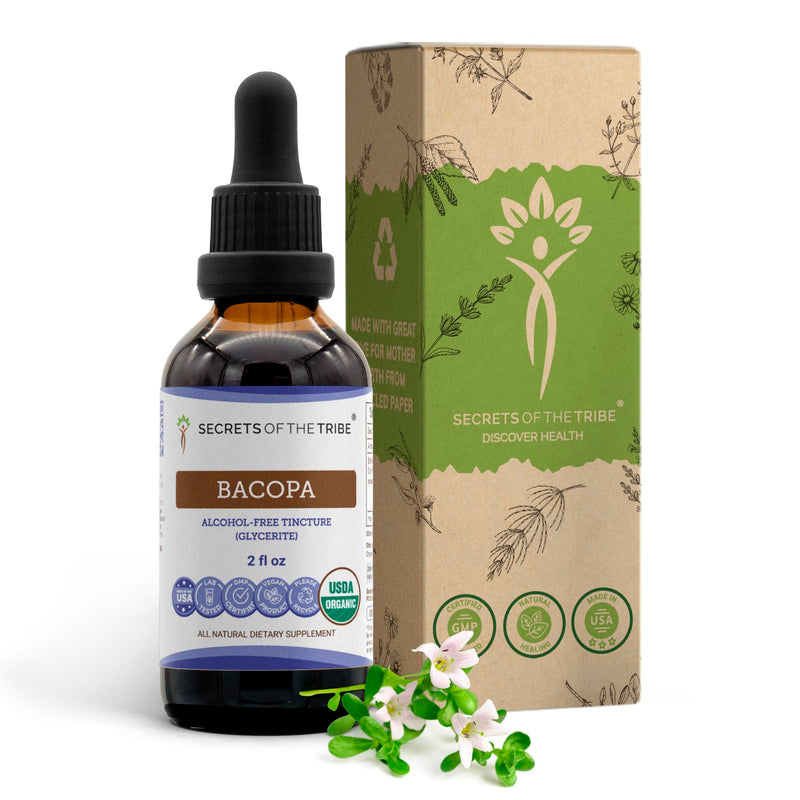 [Australia] - Bacopa USDA Organic | Alcohol-FREE Extract, High-Potency Herbal Drops, Relaxation, Positive Cognitive Effect | Made from 100% Certified Organic Bacopa (Bacopa Monnieri) Dried Herb 2 oz 2 Fl Oz (Pack of 1) 