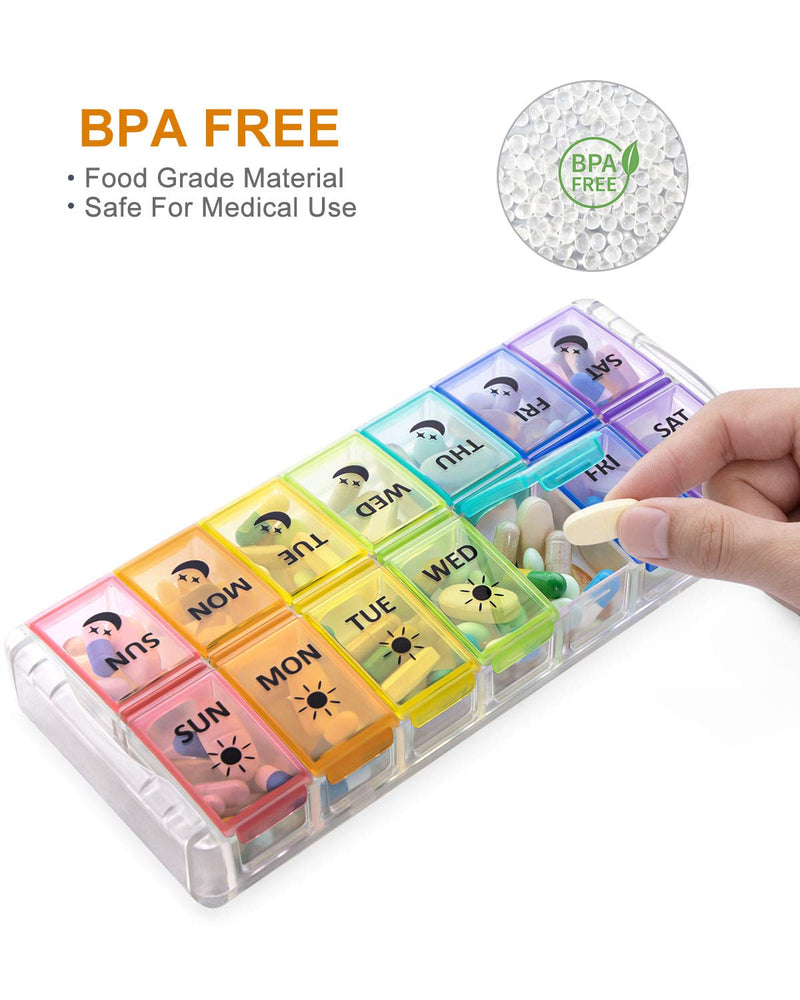 Weekly Pill Organizer 7 Day 2 Times a Day Extra Large, Quick Fill 2022 Fullicon AM PM XL Daily Pill Cases Pill Box with Detachable Base - Pink (Patent Registered) | Each Compartment Holds 13 Fish Oils or 12 Vitamins, BPA Free Food Grade Plastic, Preven...